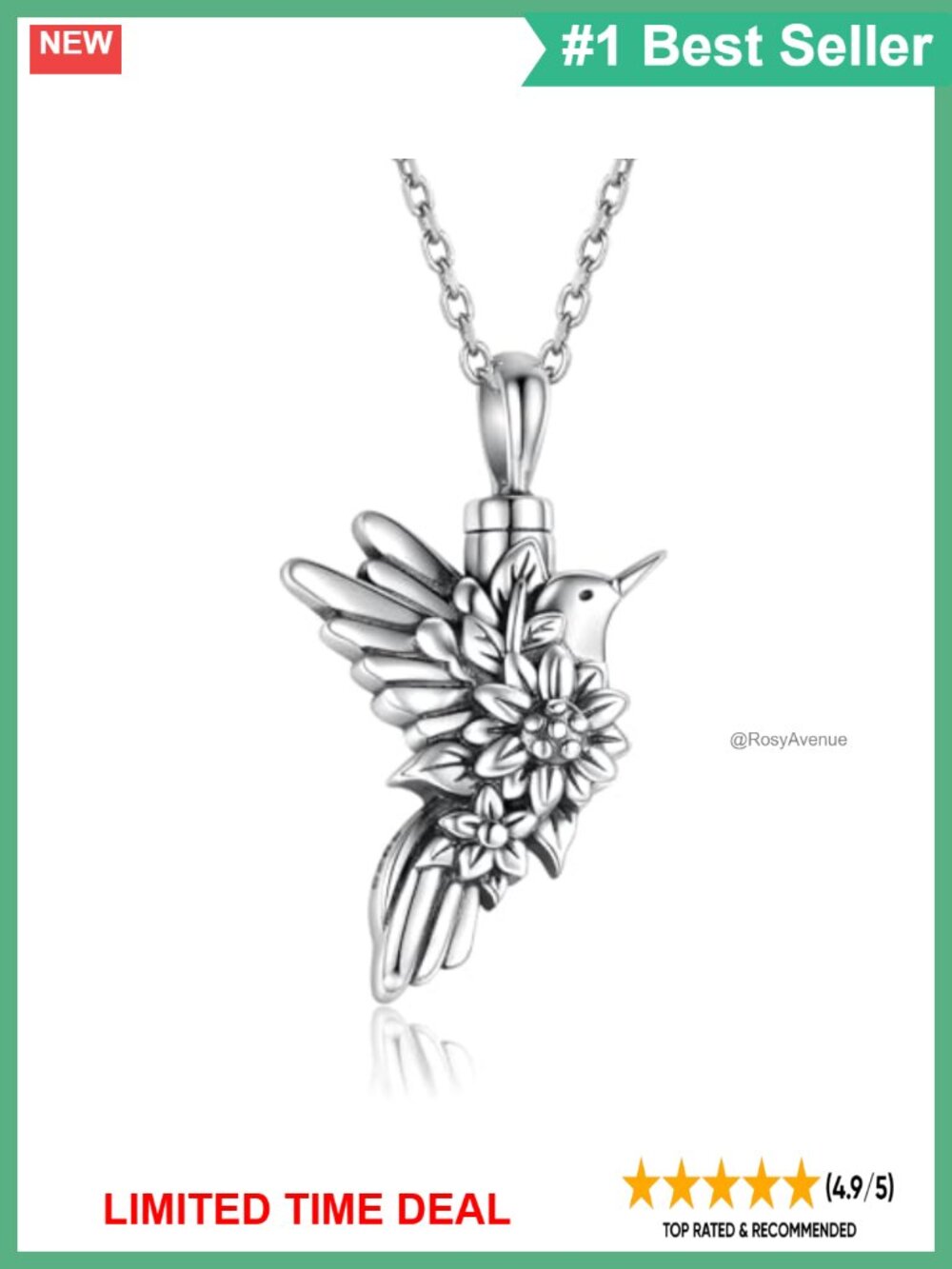 Sterling Silver Butterfly Sunflower Urn Necklace Ashes Keepsake Memorial Jewelry
